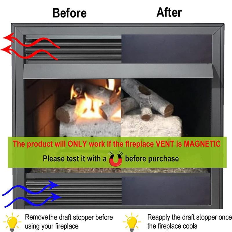 2 X Magnetic Fireplace Draft Stopper Cover To Block Cold Air 101.6 10.16Cm