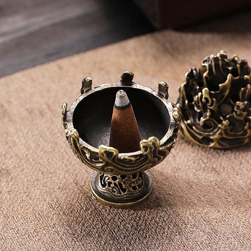 Small Copper Alloy Incense Burner Ornament For Home Fragrances And Decor