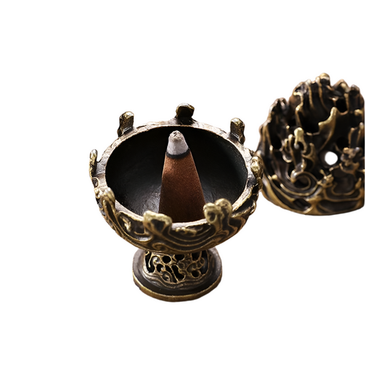 Small Copper Alloy Incense Burner Ornament For Home Fragrances And Decor