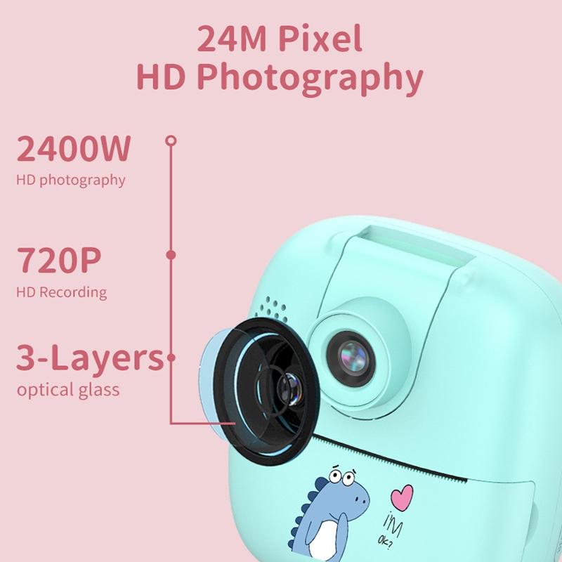 Rotating Lens Digital Camera For Kids In Pink With High Definition Printing