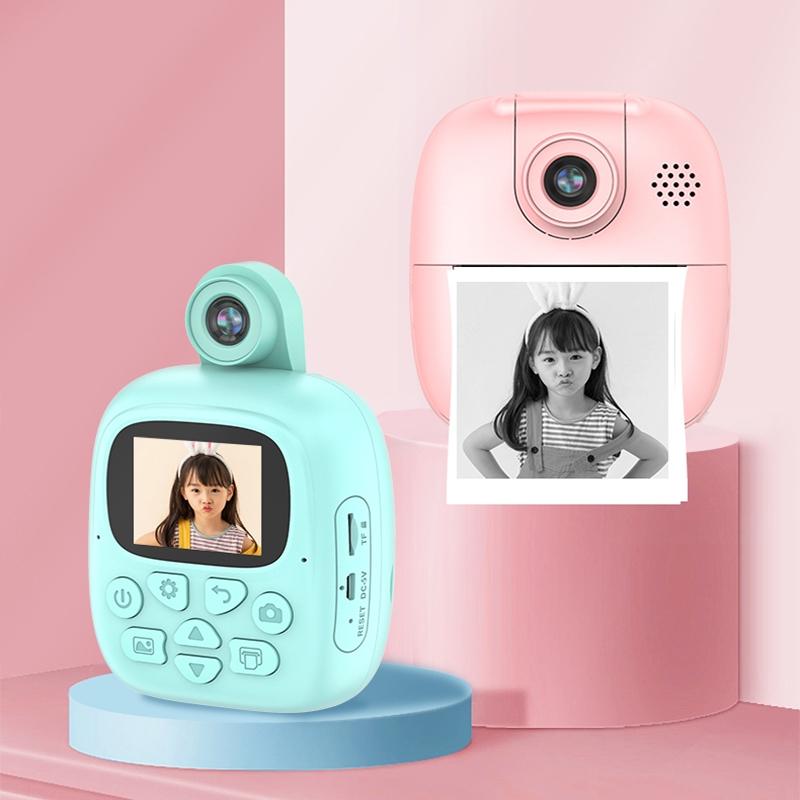 Blue Cartoon Kids Digital Camera With Rotating Lens And High Definition Printing