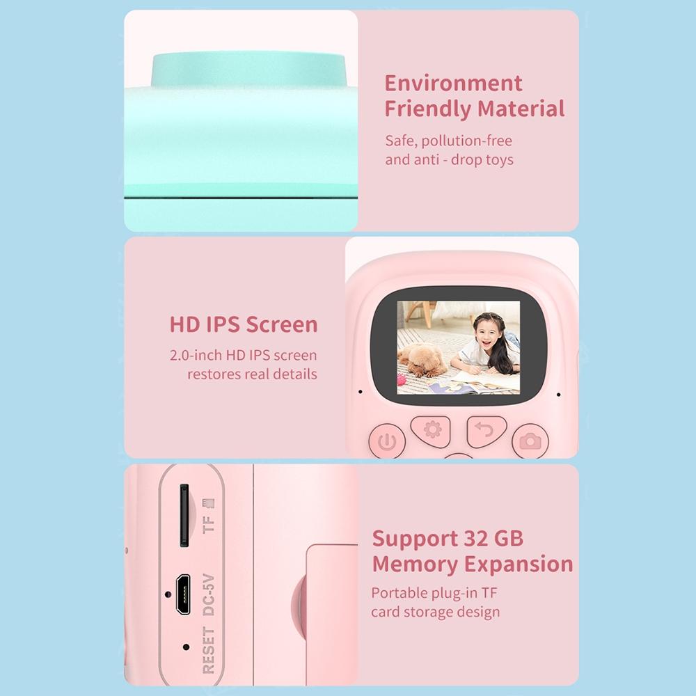 Blue Cartoon Kids Digital Camera With Rotating Lens And High Definition Printing