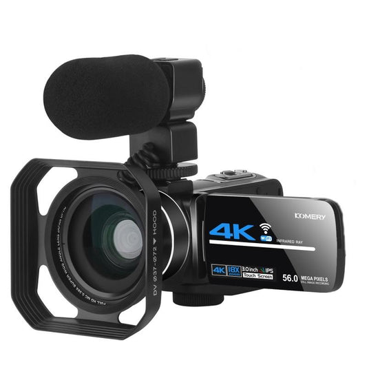 Af2 5600Px 18X Zoom 4K Digital Video Camera With Hood & Microphone Wide Angle Lens