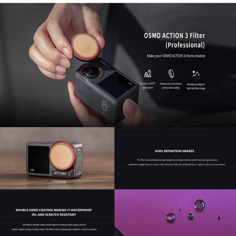 Pro Version Dji Action 3 Camera Lens Filter Set Ndpl 8 / 16 32 64