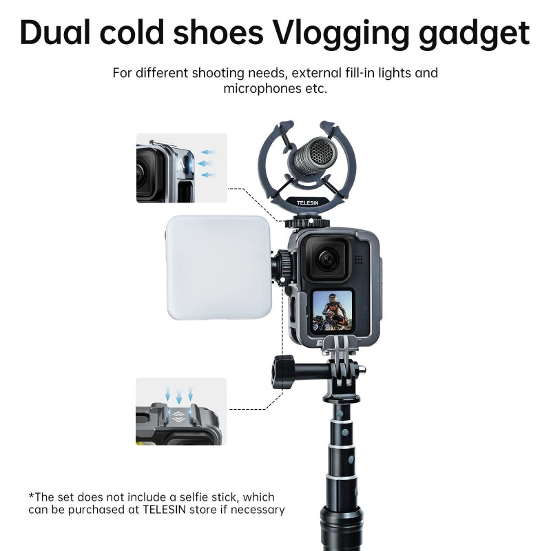 Vertical Shooting Set For Gopro Hero11 Hero10 And Hero9 With Aluminium Alloy Frame