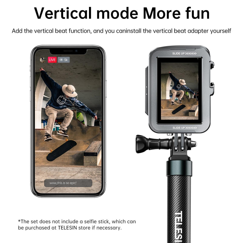 Vertical Shooting Set For Gopro Hero11 Hero10 And Hero9 With Aluminium Alloy Frame