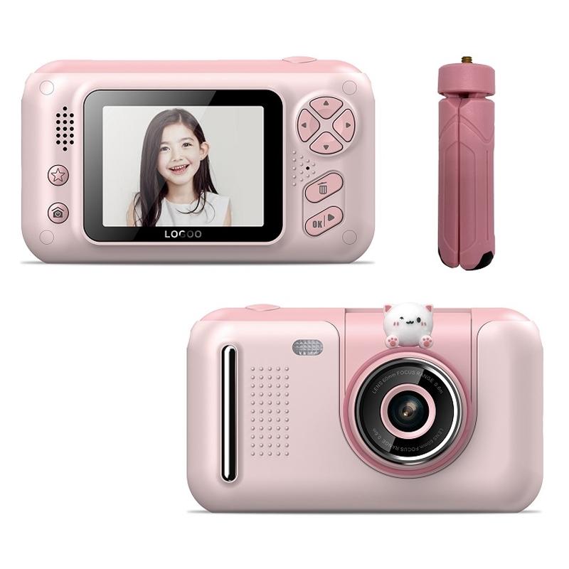 Reversible Hd Children's Camera With Bracket 2.4 Inch Pink