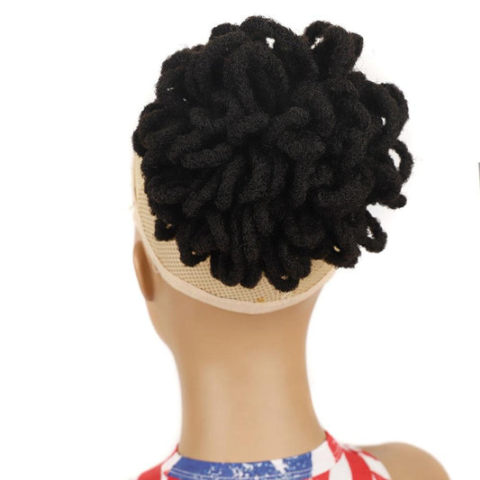 Shaggy Drawstring Dreadlock Bun In Natural Black For Hair Styling And Extensions