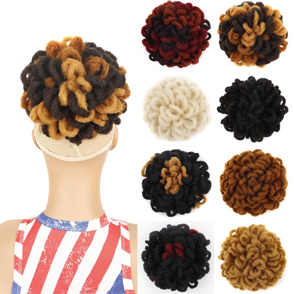 Shaggy Drawstring Dreadlock Bun Natural Look