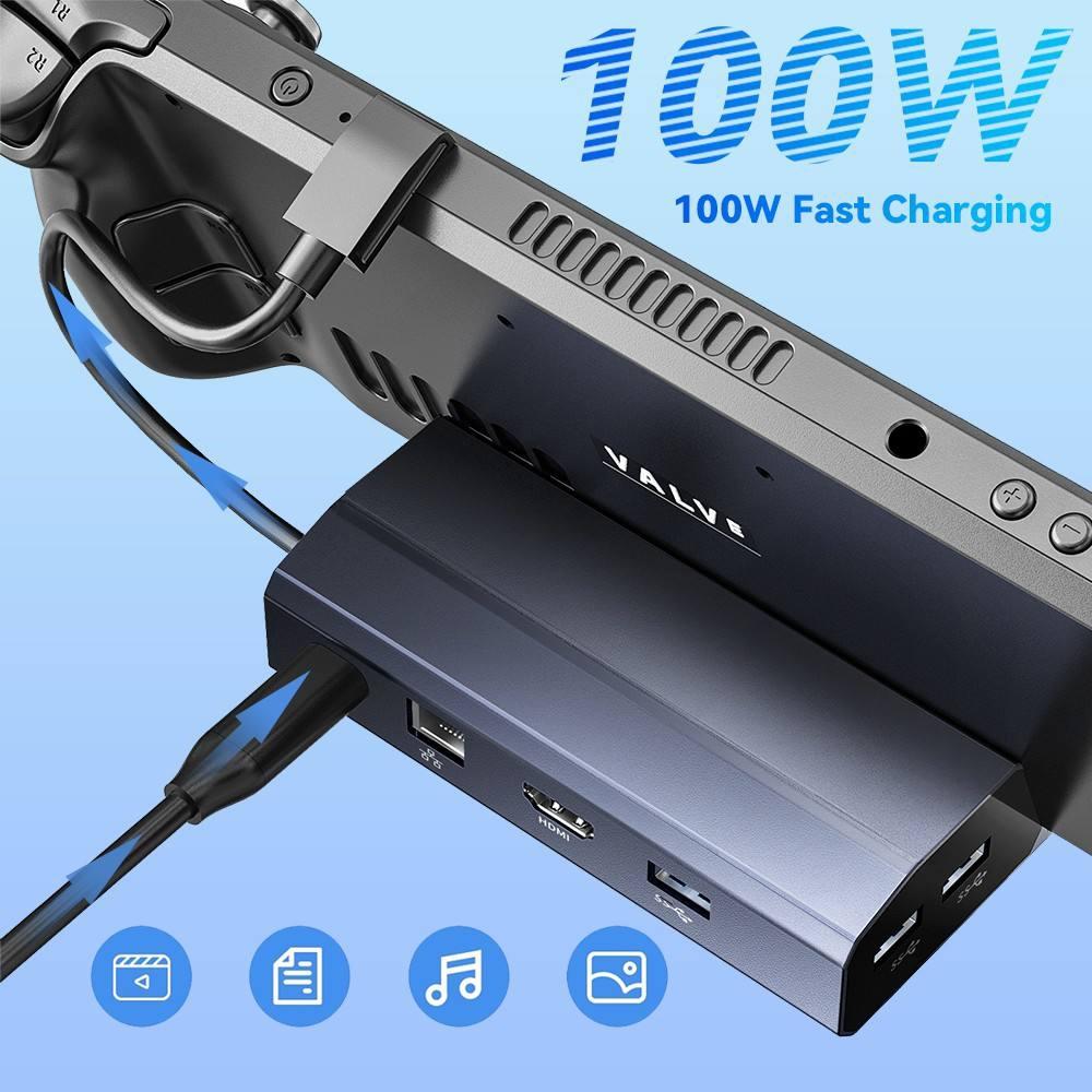 6 In 1 Steam Deck Expansion Dock With 4K Hdmi Output And Fast Charging Capability