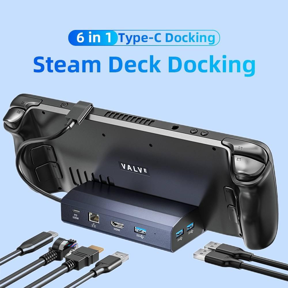 6 In 1 Steam Deck Expansion Dock With 4K Hdmi Output And Fast Charging Capability