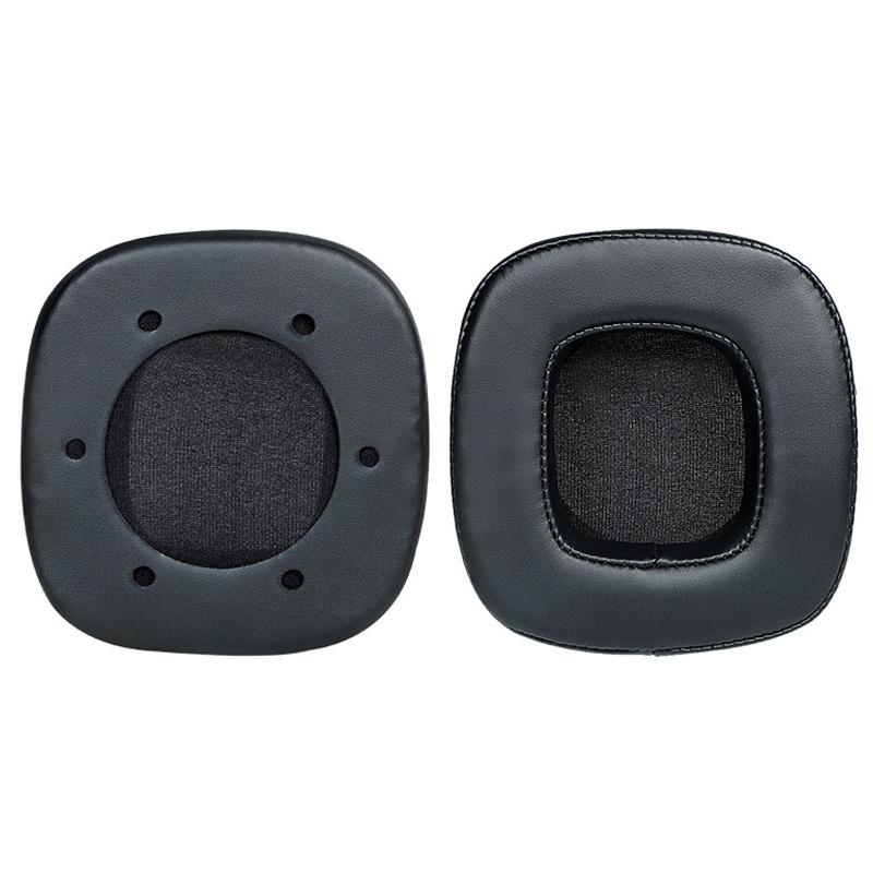Breathable Sponge Headphone Covers Black Leather 1 Pair