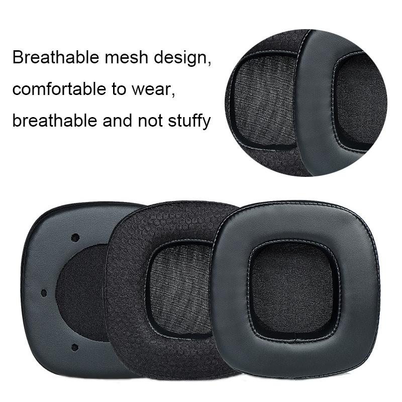 Breathable Sponge Headphone Covers Black Leather 1 Pair