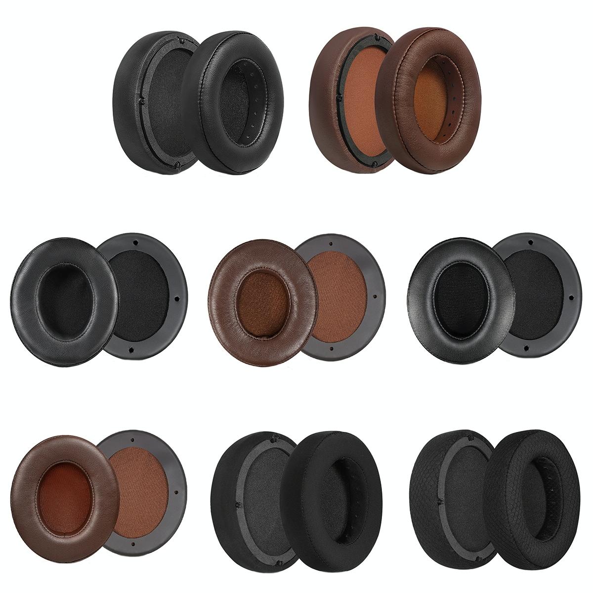 Soft Breathable Headset Covers Brown Protein Leather For Over Ear Headphones 2 Pack