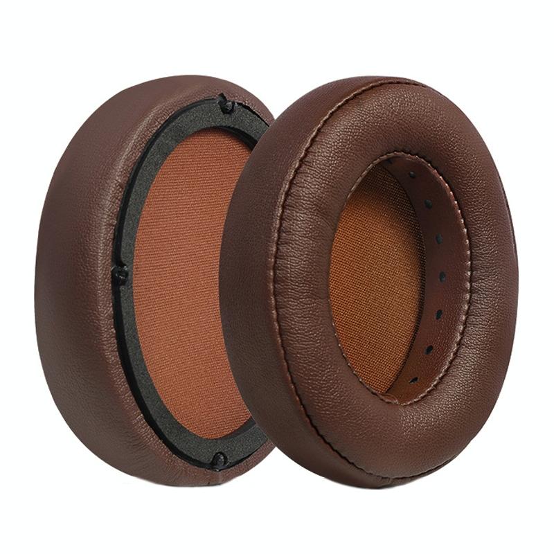 Soft Breathable Headset Covers Brown Protein Leather For Over Ear Headphones 2 Pack