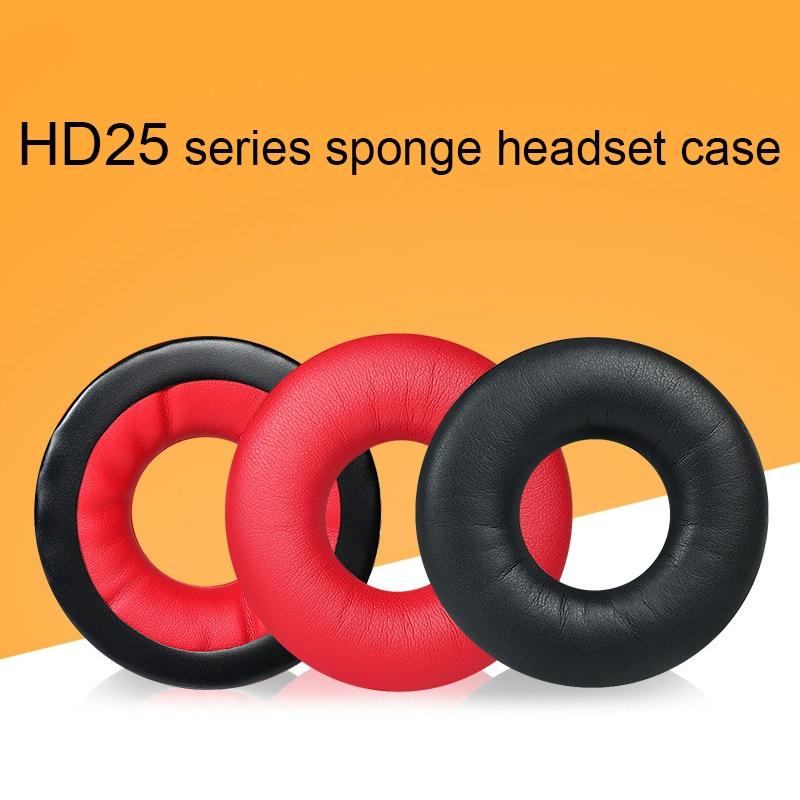 Black Headset Sponge Cover For Sennheiser Hd25 Series Leather And Pair