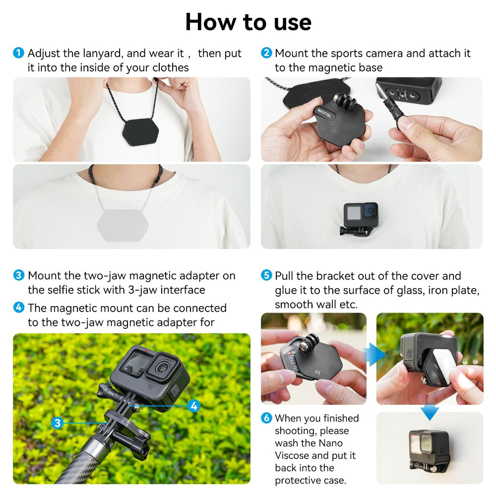 Quick Release Magnetic Camera Mount Compact For Sports Cameras And Smartphones