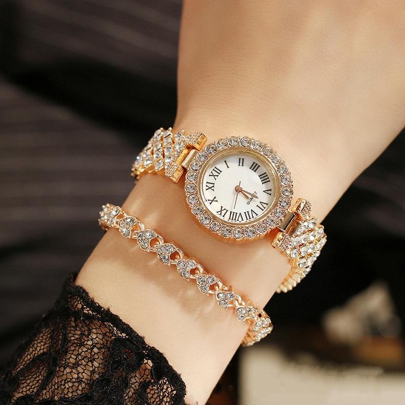 Veile Studios Gold Roman Diamond Women Quartz Watch Elegant Design With Accurate Timekeeping