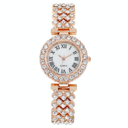 Veile Studios Rose Gold Roman Diamond Women Quartz Wristwatch With Durable Features