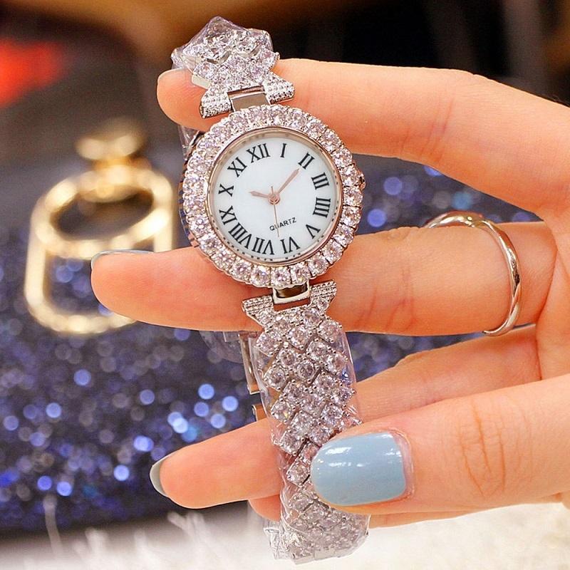 Veile Studios Gold Roman Diamond Watch & Bracelet Set For Women