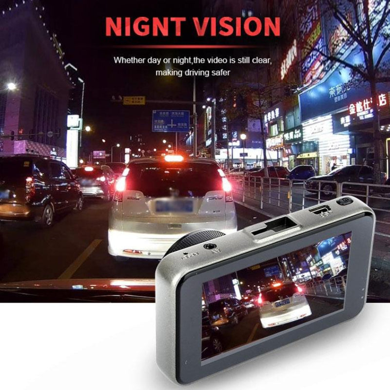1080P Hd Dual Lens Driving Recorder With Motion Detection 3 Inch Display