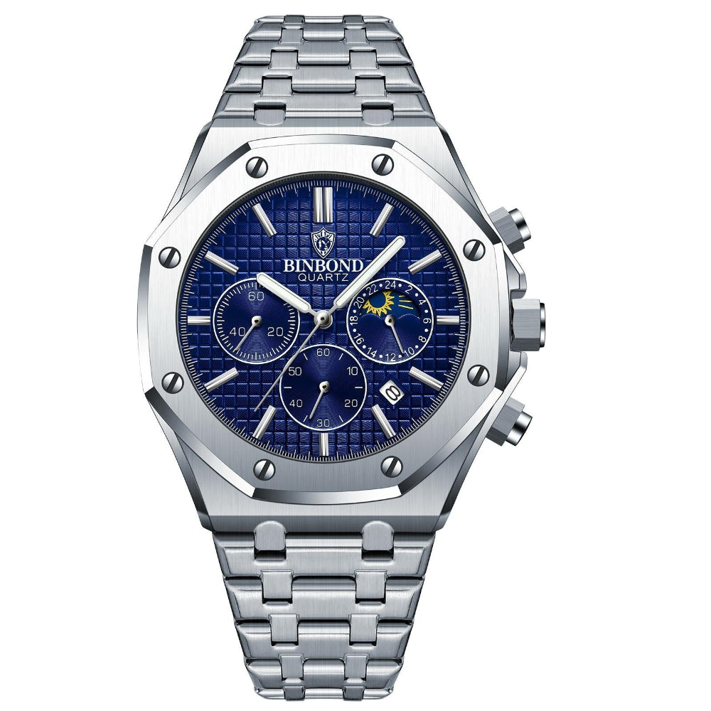 Waterproof Multifunctional Business Quartz Watch Luminous Stylish Elegant Timepiece