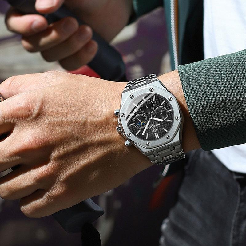 Waterproof Multifunctional Business Quartz Watch Luminous Stylish Elegant Timepiece