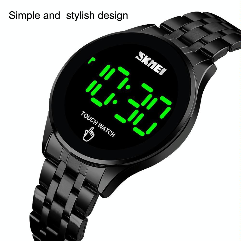Stainless Steel Touch Screen Led Watch With Waterproof Functionality