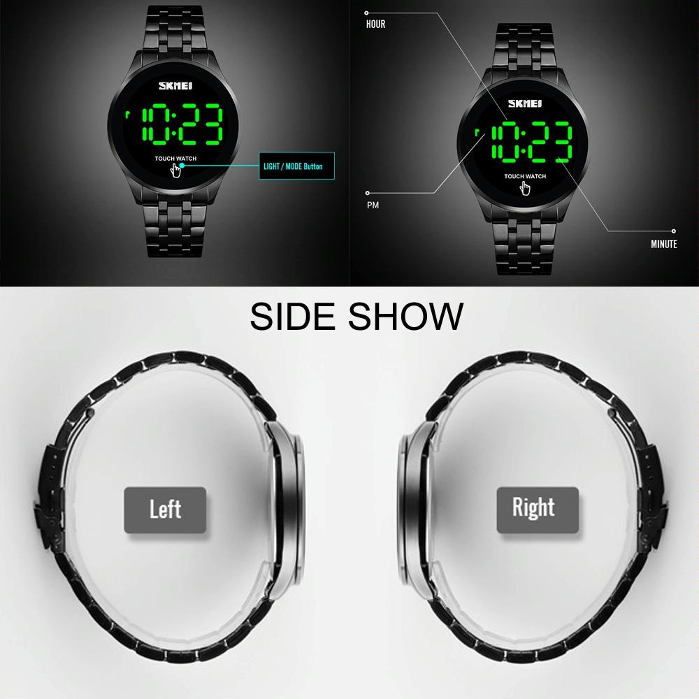 Stainless Steel Touch Screen Led Watch With Waterproof Functionality