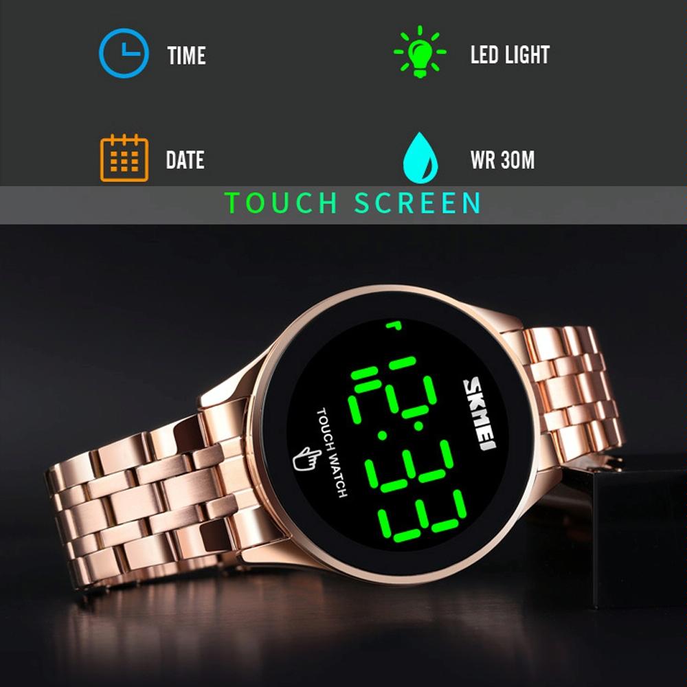 Stainless Steel Touch Screen Led Watch With Waterproof Functionality