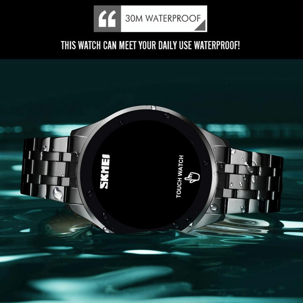 Stainless Steel Touch Screen Led Watch With Waterproof Functionality