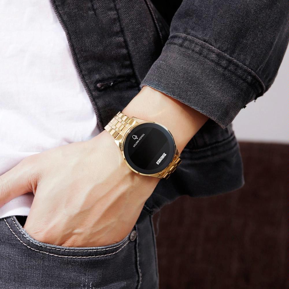 Stainless Steel Touch Screen Led Watch With Waterproof Functionality