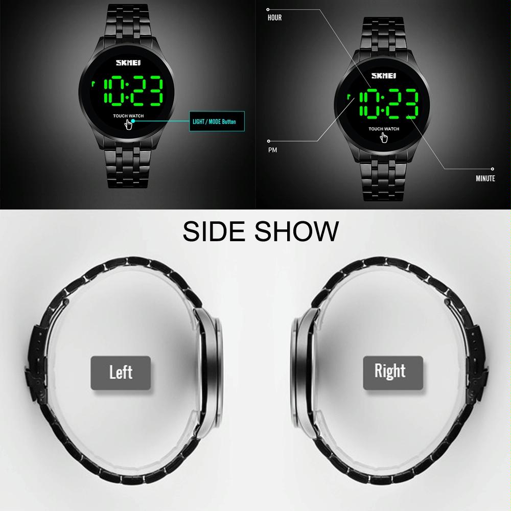 Stainless Steel Led Touch Watch Gold Simple & Luminous