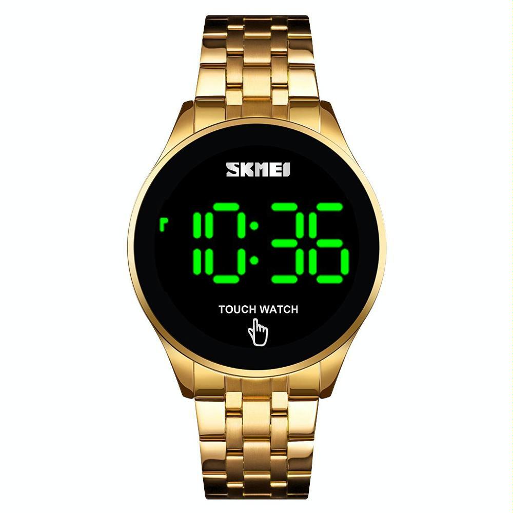 Stainless Steel Led Touch Watch Gold Simple & Luminous