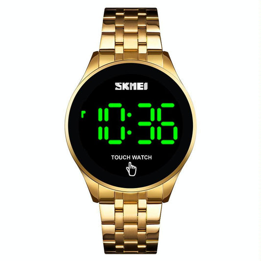 Stainless Steel Led Touch Watch Gold Simple & Luminous