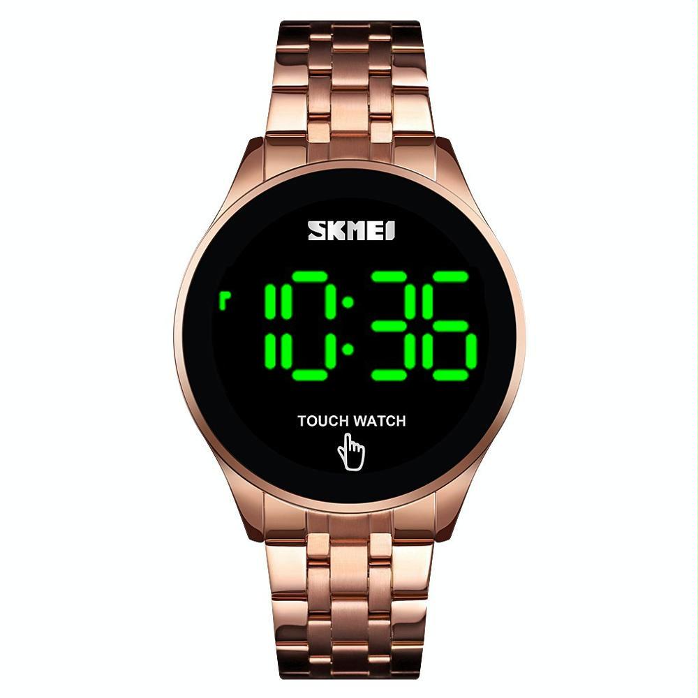 Veile Studios Stainless Steel Rose Gold Digital Led Touch Wristwatch For Women And Men