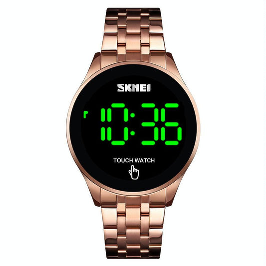 Veile Studios Stainless Steel Rose Gold Digital Led Touch Wristwatch For Women And Men