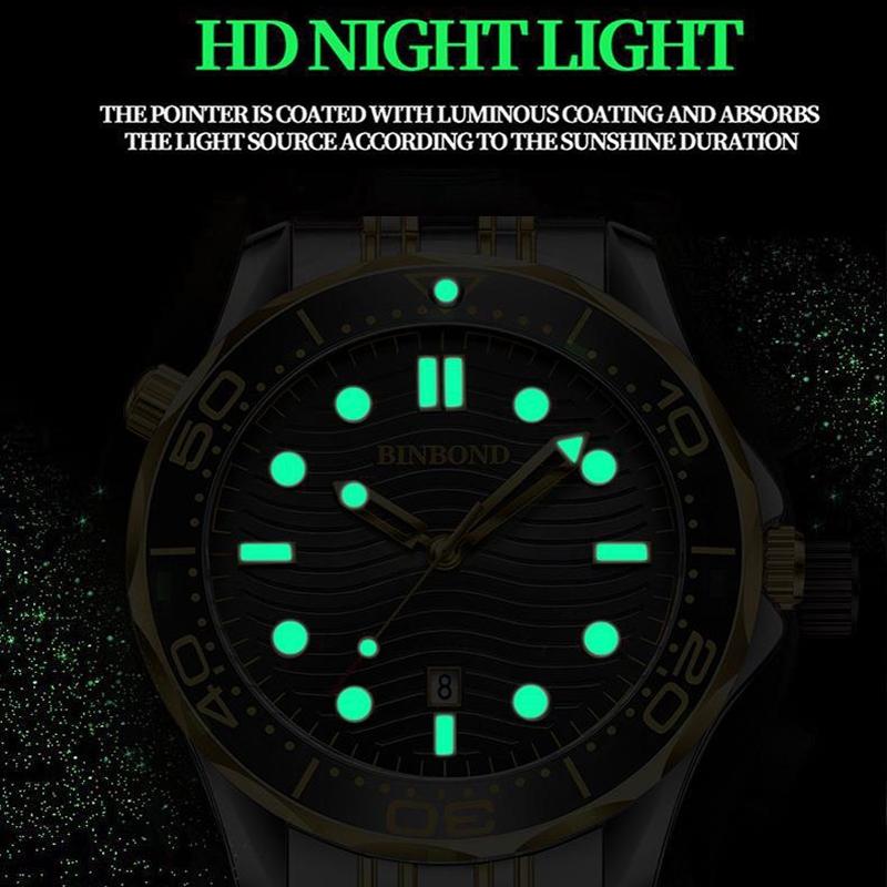 30M Waterproof Men Quartz Watch White Steel With Luminous Surface