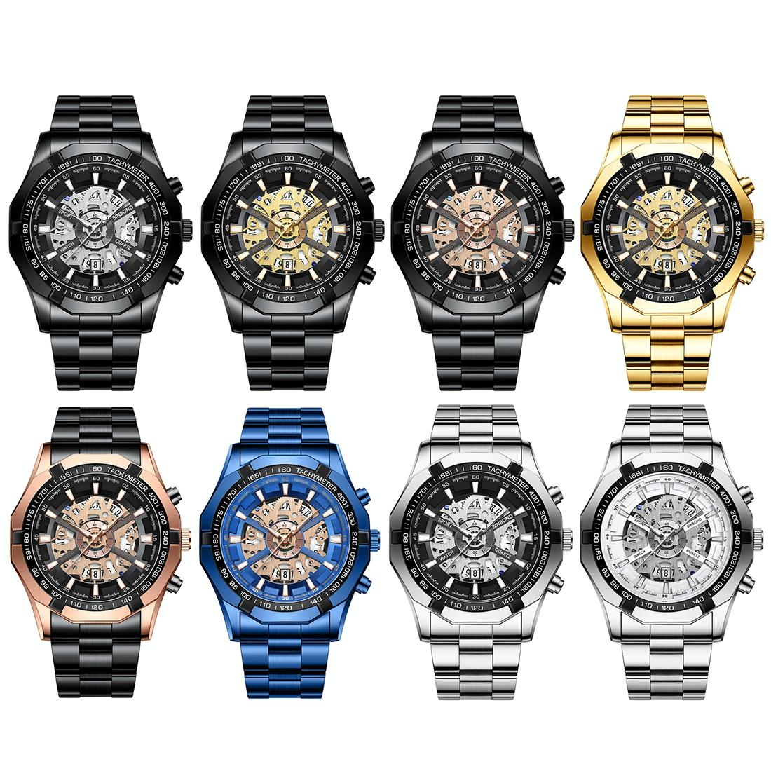 Veile Studios Waterproof Luminous Quartz Watch Gold Black 30M Stylish Durable Timepiece