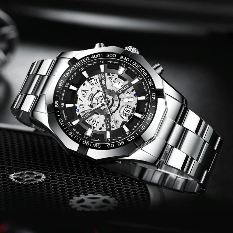 Veile Studios Waterproof Luminous Quartz Watch Gold Black 30M Stylish Durable Timepiece