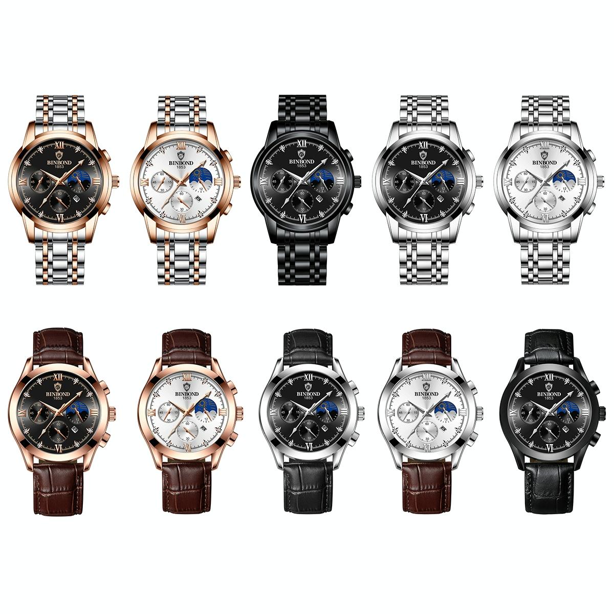 Veile Studios Waterproof Luminous Men's Watch With Calendar Rose Gold And White 30M Resistance