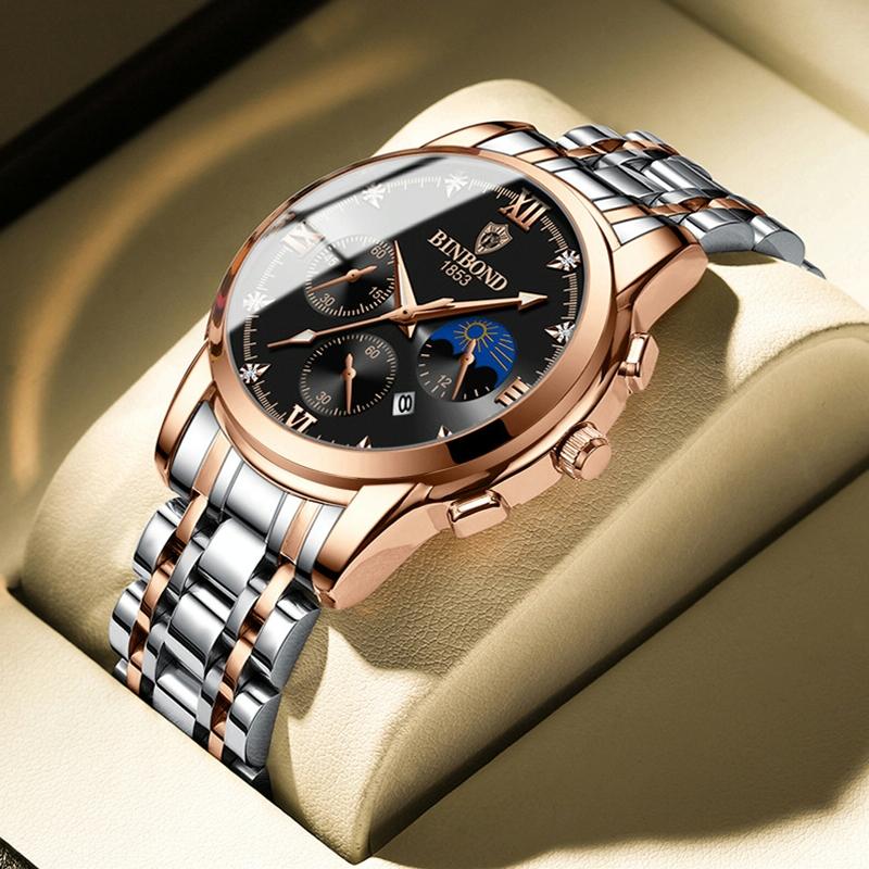 Veile Studios Waterproof Luminous Men's Watch With Calendar Rose Gold And White 30M Resistance