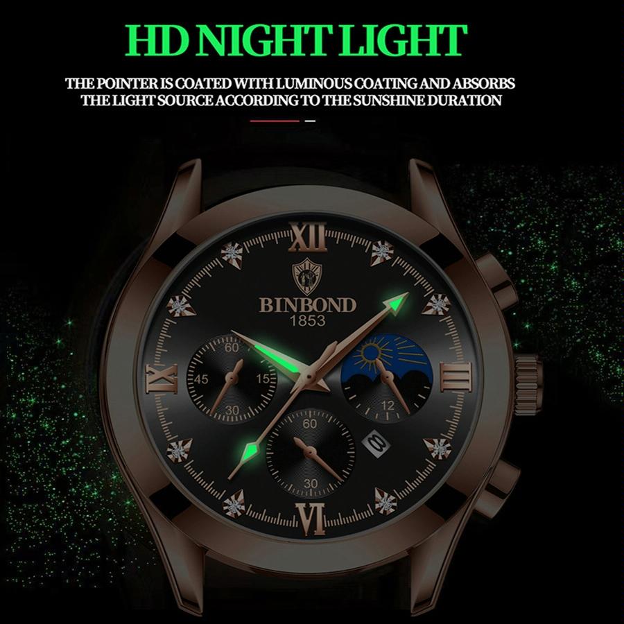 Veile Studios Waterproof Luminous Men's Watch With Calendar Rose Gold And White 30M Resistance