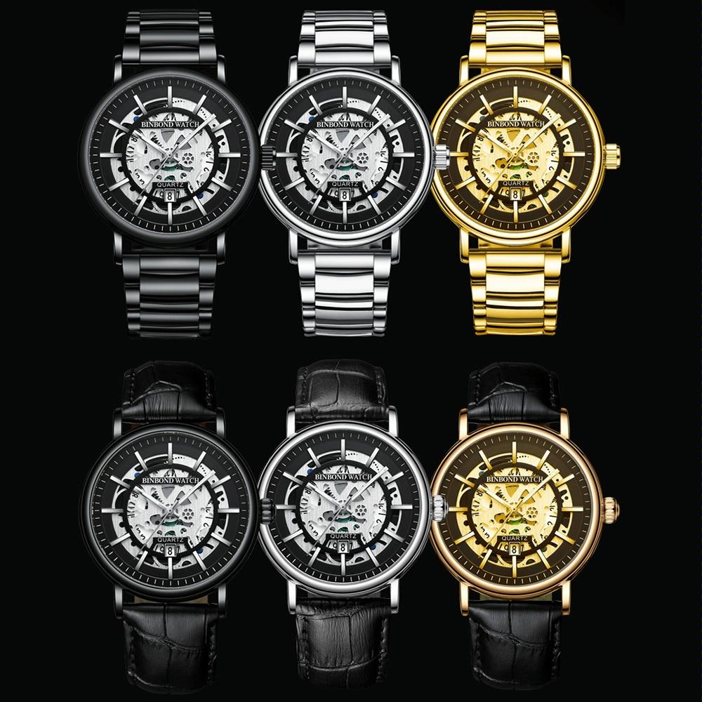 Veile Studios Waterproof Luminous Quartz Watch Multifunctional Gold And Black Wristwatch