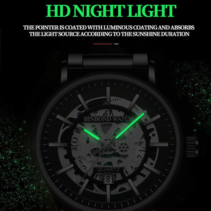 Veile Studios Waterproof Luminous Quartz Watch Multifunctional Gold And Black Wristwatch