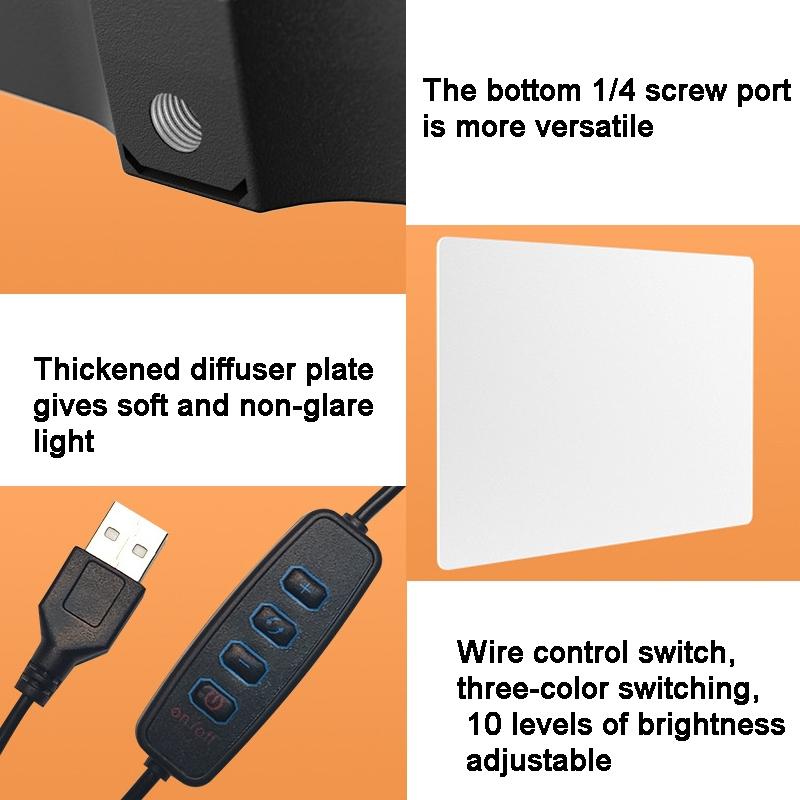 42Cm Bracket Led Live Fill Light With 10 Adjustable Three-Color Temperatures For Photography