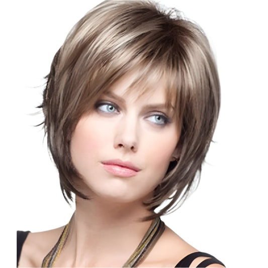 Short Curly Silk Wig In Mixed Colour For Versatile Hair Styling