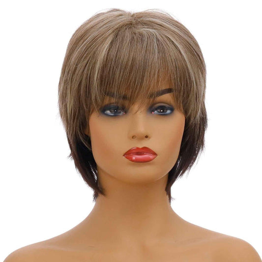 Curly Short Hair Wig Mixed Light Gold