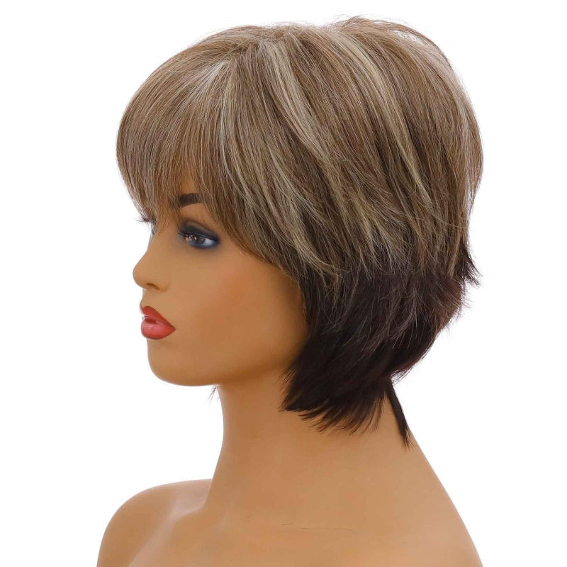 Curly Short Hair Wig Mixed Light Gold