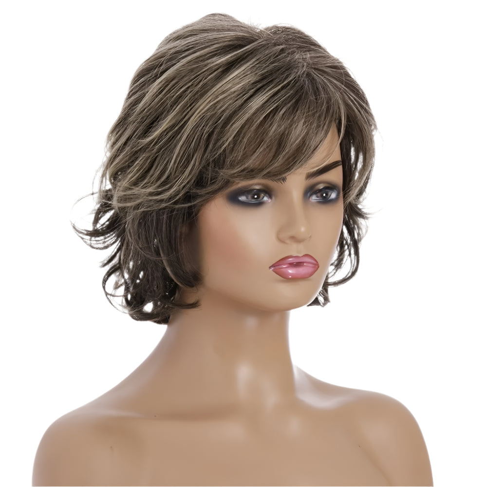 Silk Fibre Short Curly Wig In Gold Colour For Versatile Hairstyle Changes